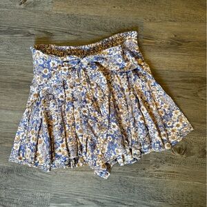 Patrons of Peace Floral Blue and Cream Skirt